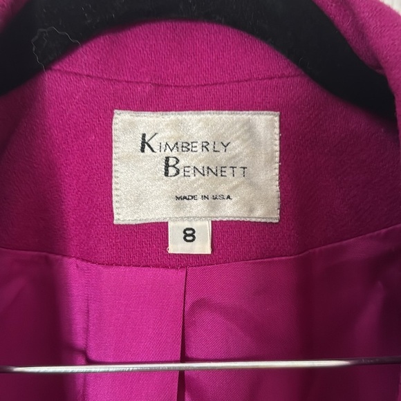 Vintage Kimberly Bennett Women's magenta Blazer 100% Merino wool size 8 - Picture 2 of 6